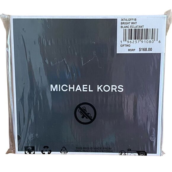 NIB New Michael Kors Bright White Logo Wallet & Keychain Set - Picture 7 of 8